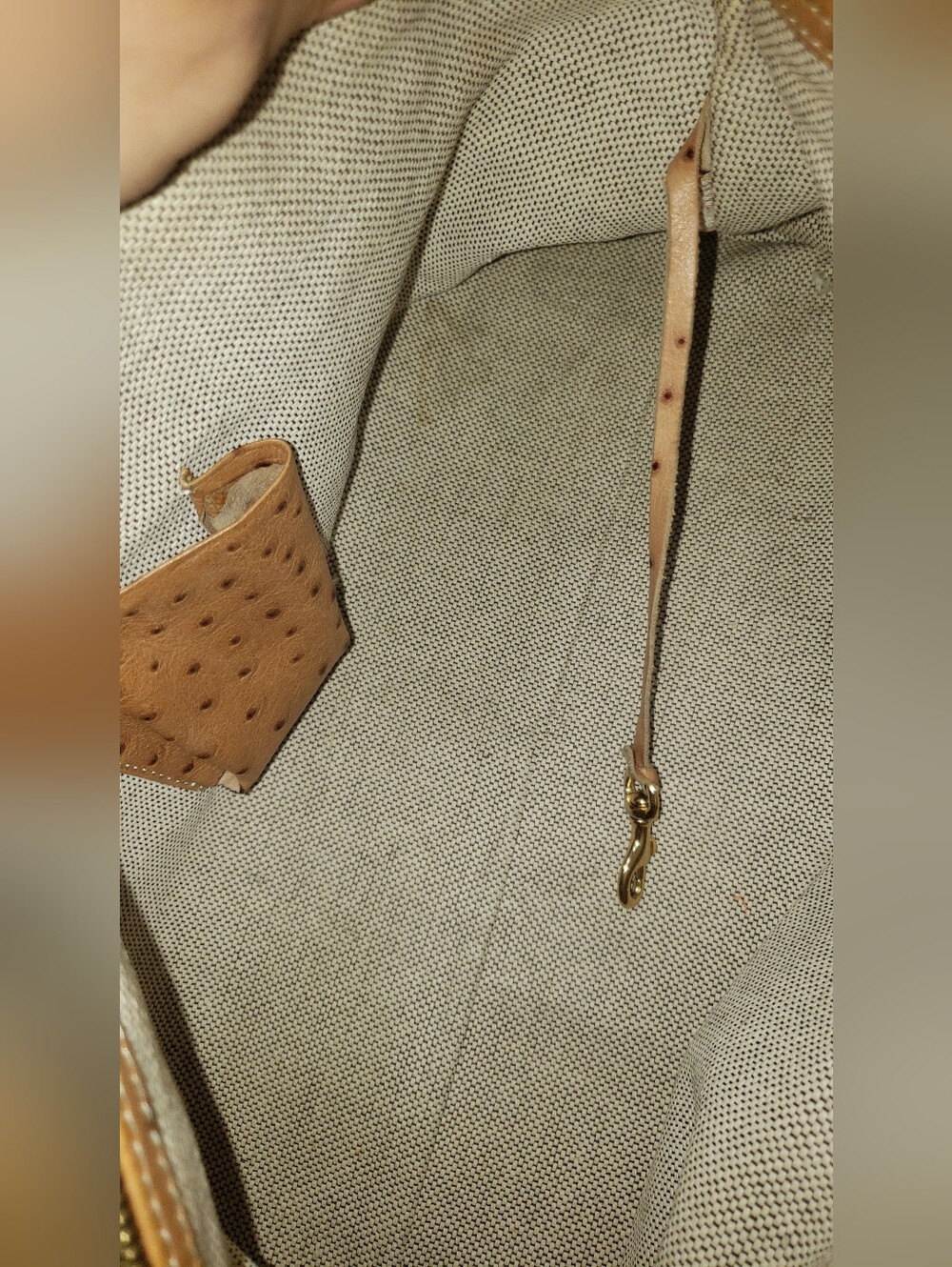 DOONEY & BOURKE Ostrich Embossed Leather Shoulder Satchel Set In Peanut - Picture 14 of 16